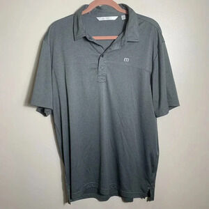 Travis Mathew Polo Shirt Mens XL Gray Striped Short Sleeve Collared Cotton